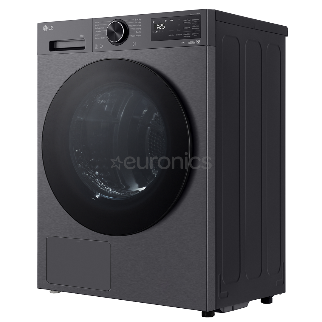 LG, Heat pump, 9 kg, depth 66 cm, matte black - Clothes dryer
