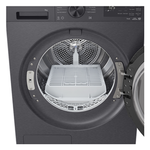 LG, Heat pump, 9 kg, depth 66 cm, matte black - Clothes dryer