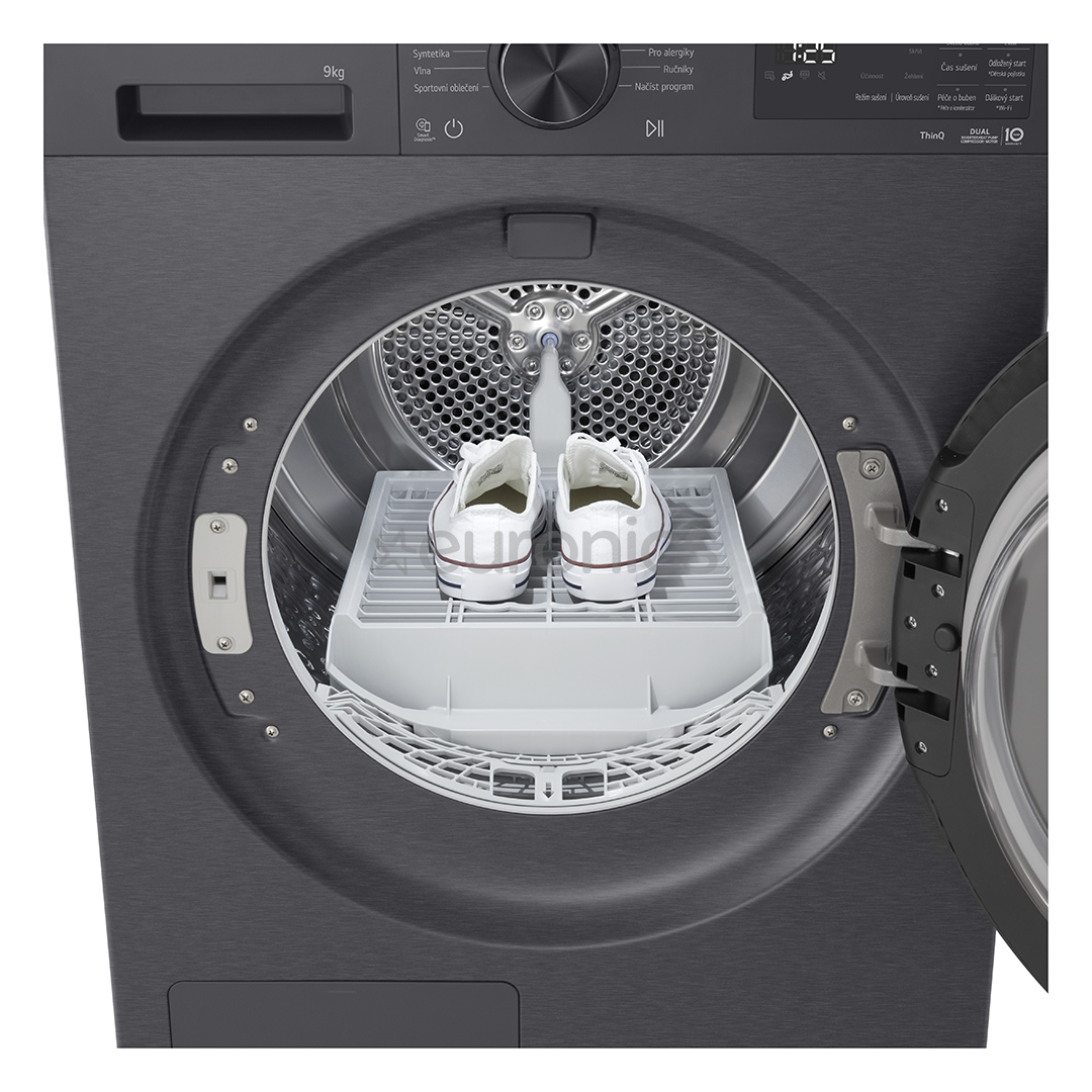 LG, Heat pump, 9 kg, depth 66 cm, matte black - Clothes dryer