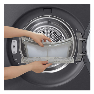 LG, Heat pump, 9 kg, depth 66 cm, matte black - Clothes dryer