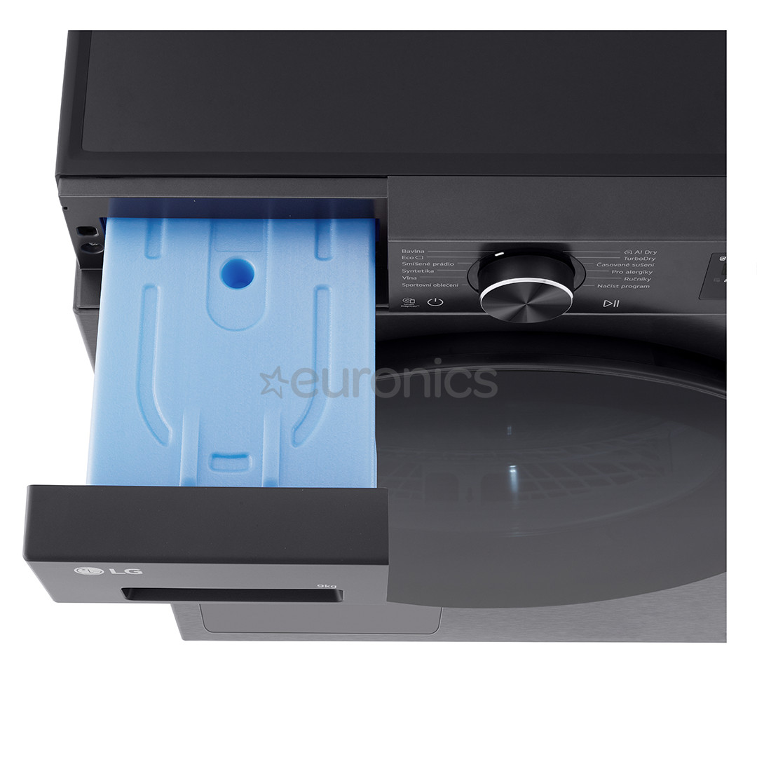 LG, Heat pump, 9 kg, depth 66 cm, matte black - Clothes dryer