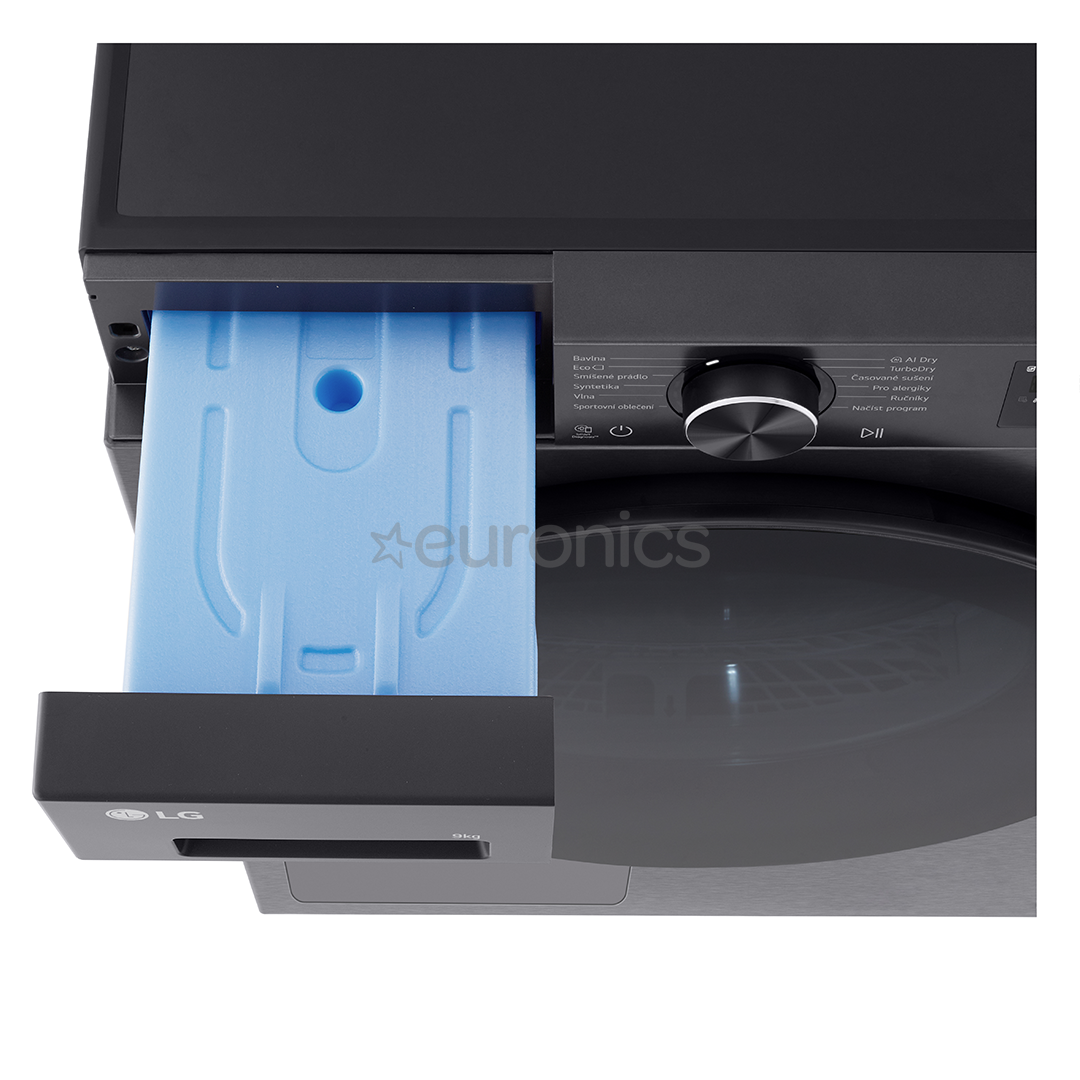 LG, Heat pump, 9 kg, depth 66 cm, matte black - Clothes dryer