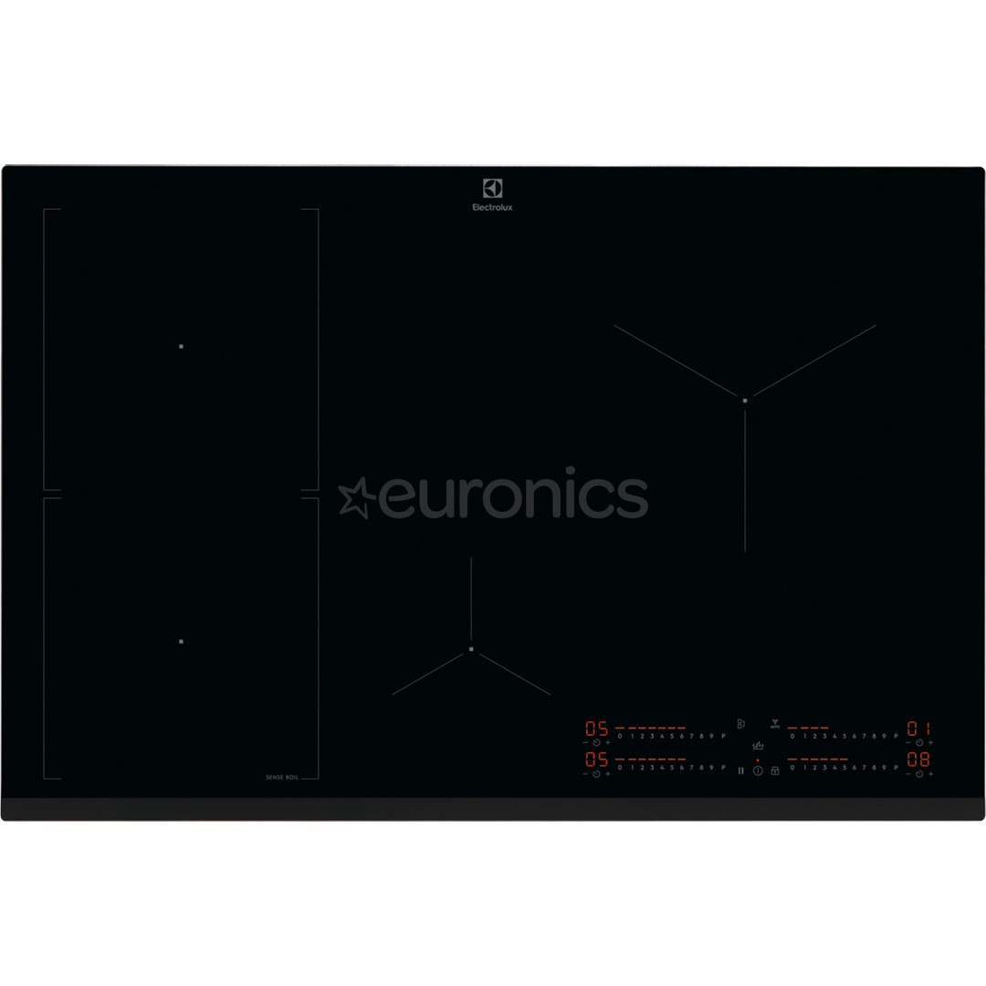 Electrolux 700 Series SenseBoil Hob2Hood, platums 80 cm, melna - Iebūvējama indukcijas plīts virsma