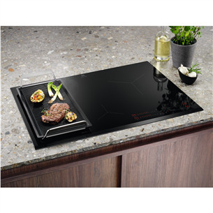 Electrolux 700 Series SenseBoil Hob2Hood, platums 80 cm, melna - Iebūvējama indukcijas plīts virsma