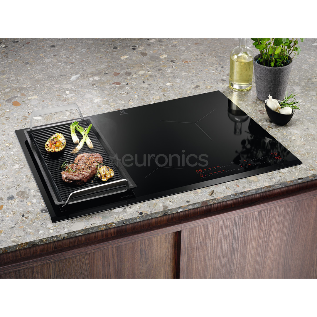 Electrolux 700 Series SenseBoil Hob2Hood, platums 80 cm, melna - Iebūvējama indukcijas plīts virsma
