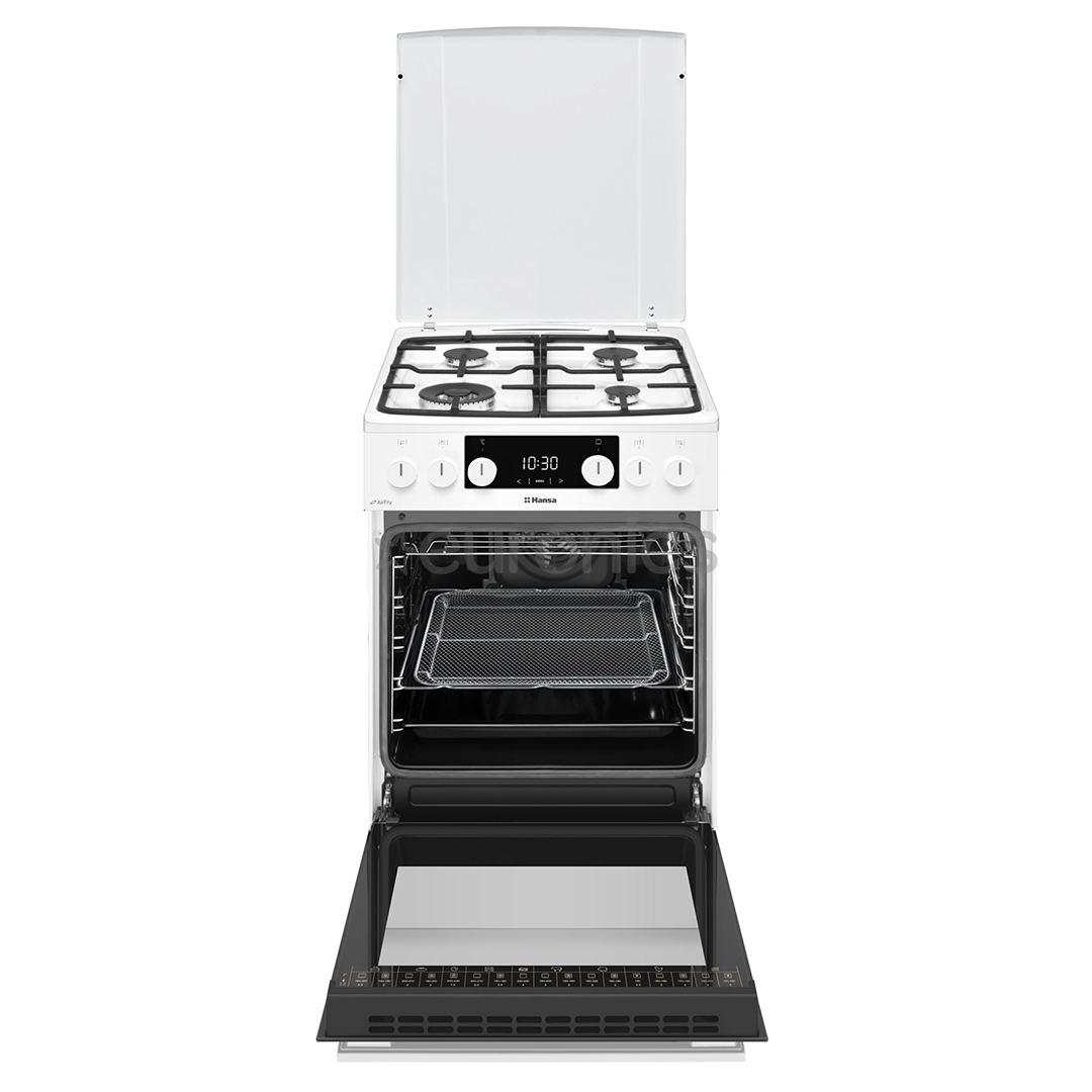 Hansa, 65 л, каталитическая очистка, ширина 50 см, белый - Газовая плита с электрической духовкой