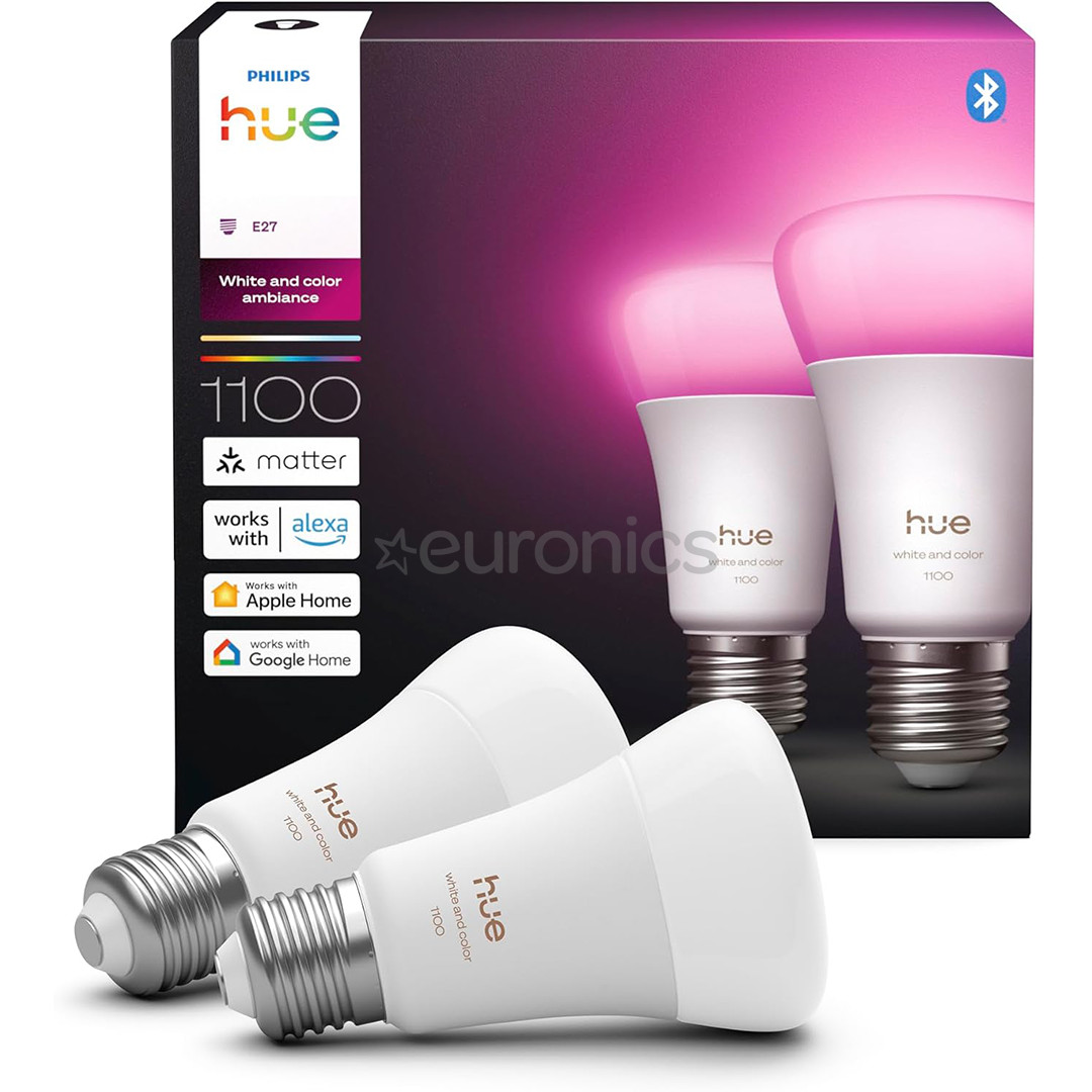 Philips Hue White and Color Ambiance, E27, 2 шт., цветной - Умные лампы