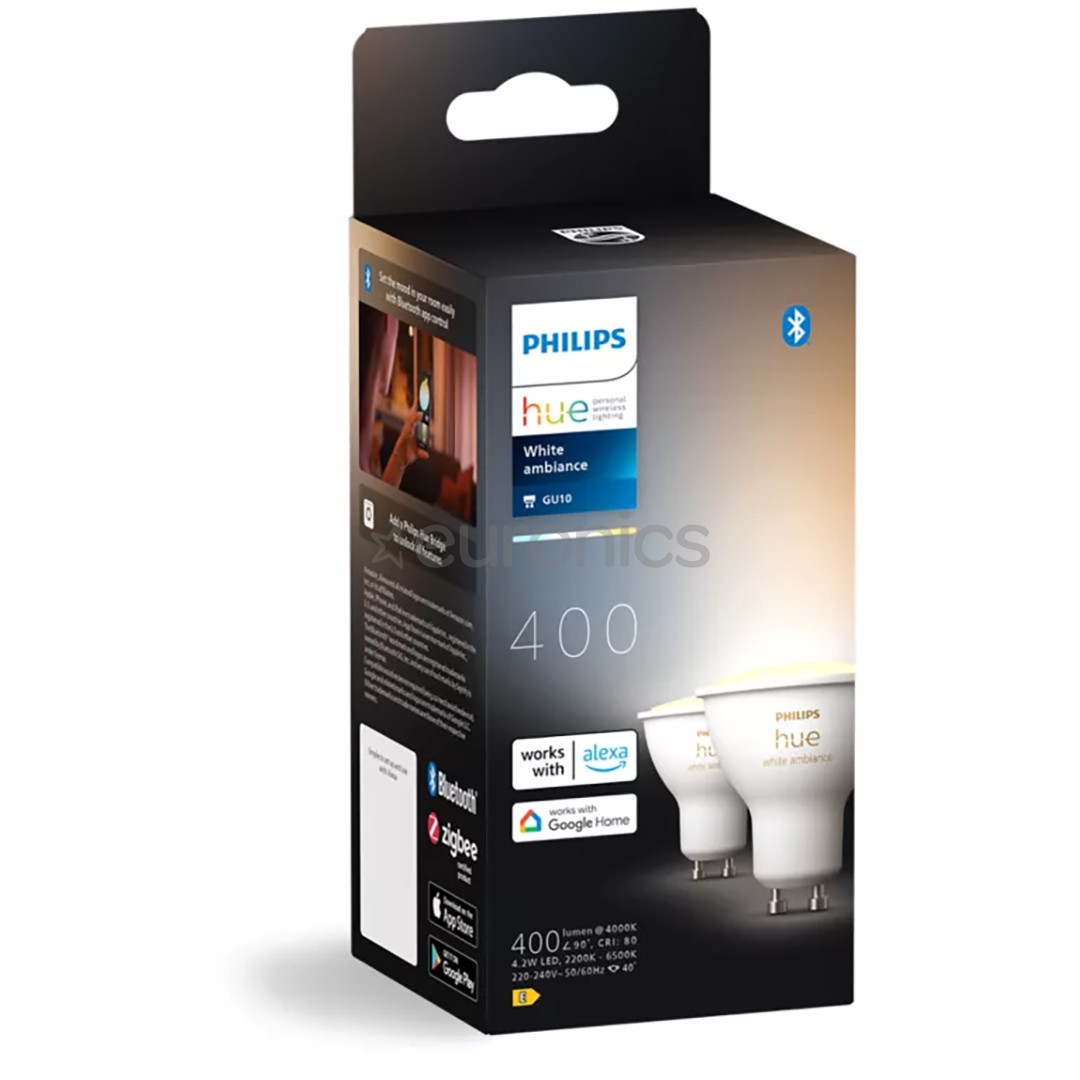 Philips Hue White Ambiance, GU10, 2 шт., белый - Умные лампы