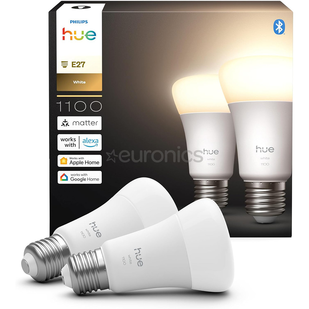 Philips Hue White A60, E27, 2 шт., белый - Умные лампы