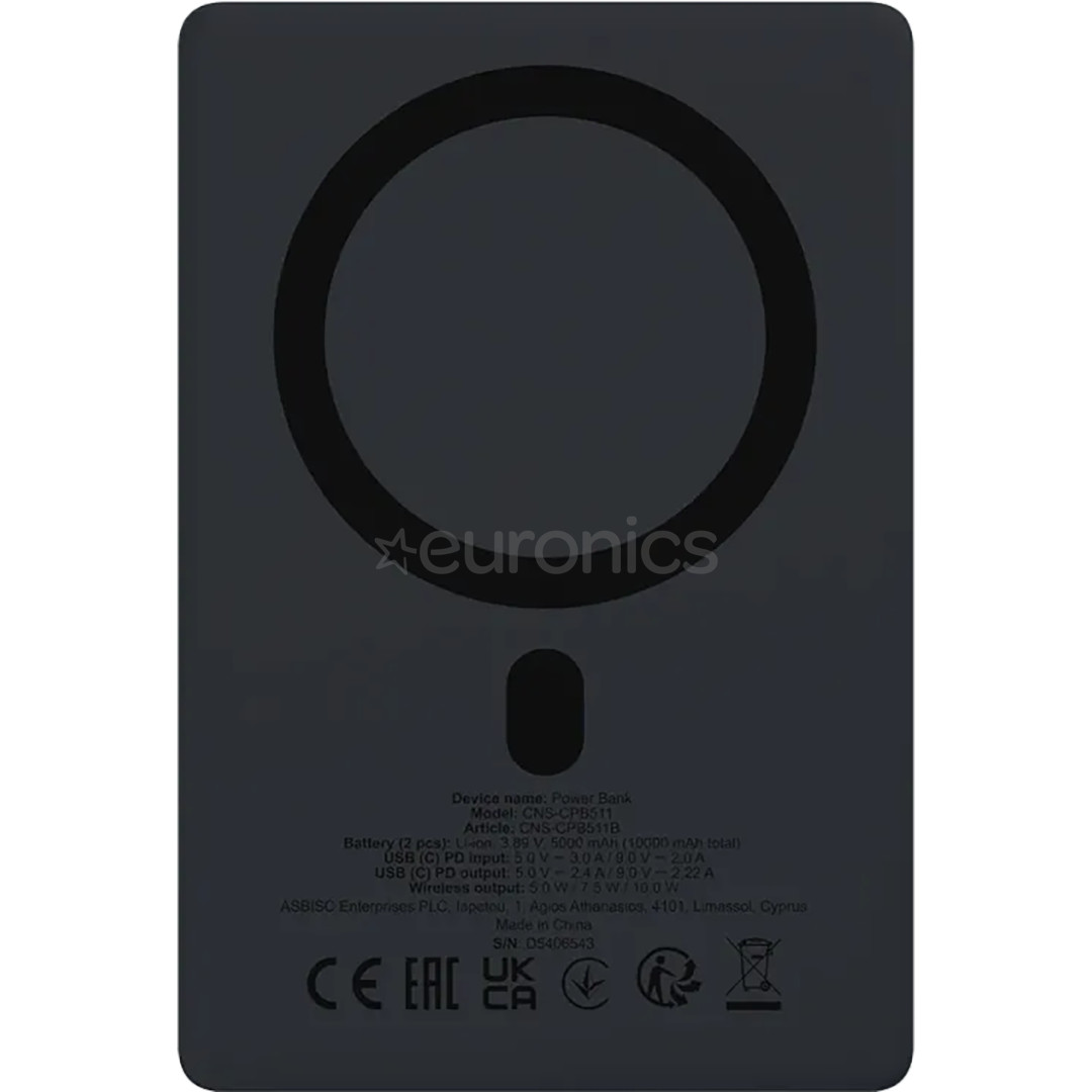 Canyon OnPower 511, 10000 mAh, melna - Portatīvais barošanas avots