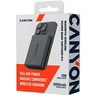 Canyon OnPower 511, 10000 mAh, melna - Portatīvais barošanas avots