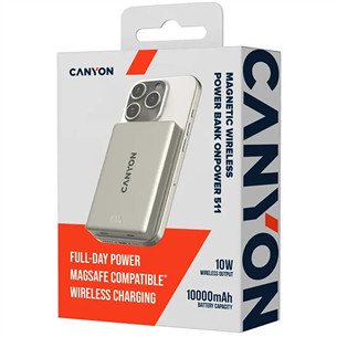 Canyon OnPower 511, 10000 mAh, pelēka - Portatīvais barošanas avots