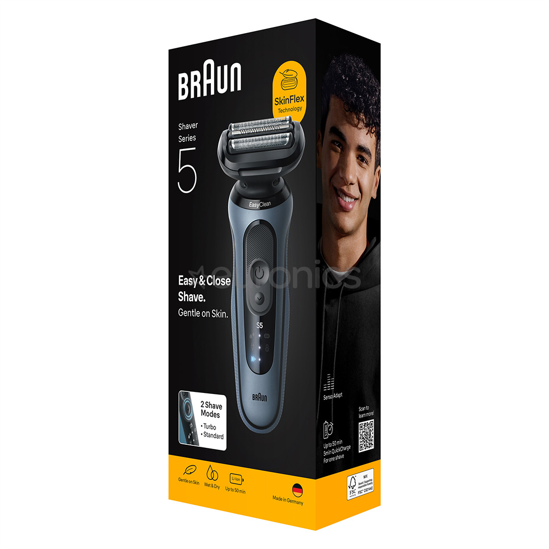 Braun Series 5, Wet & Dry, zila - Skuveklis