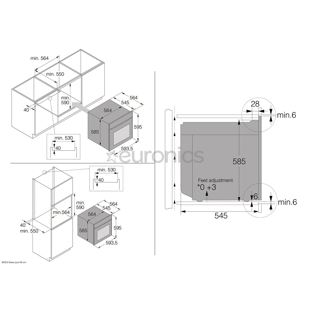 Asko, 71 L, pirolītiskā tīrīšana, melna - Iebūvējama elektriskā cepeškrāsns