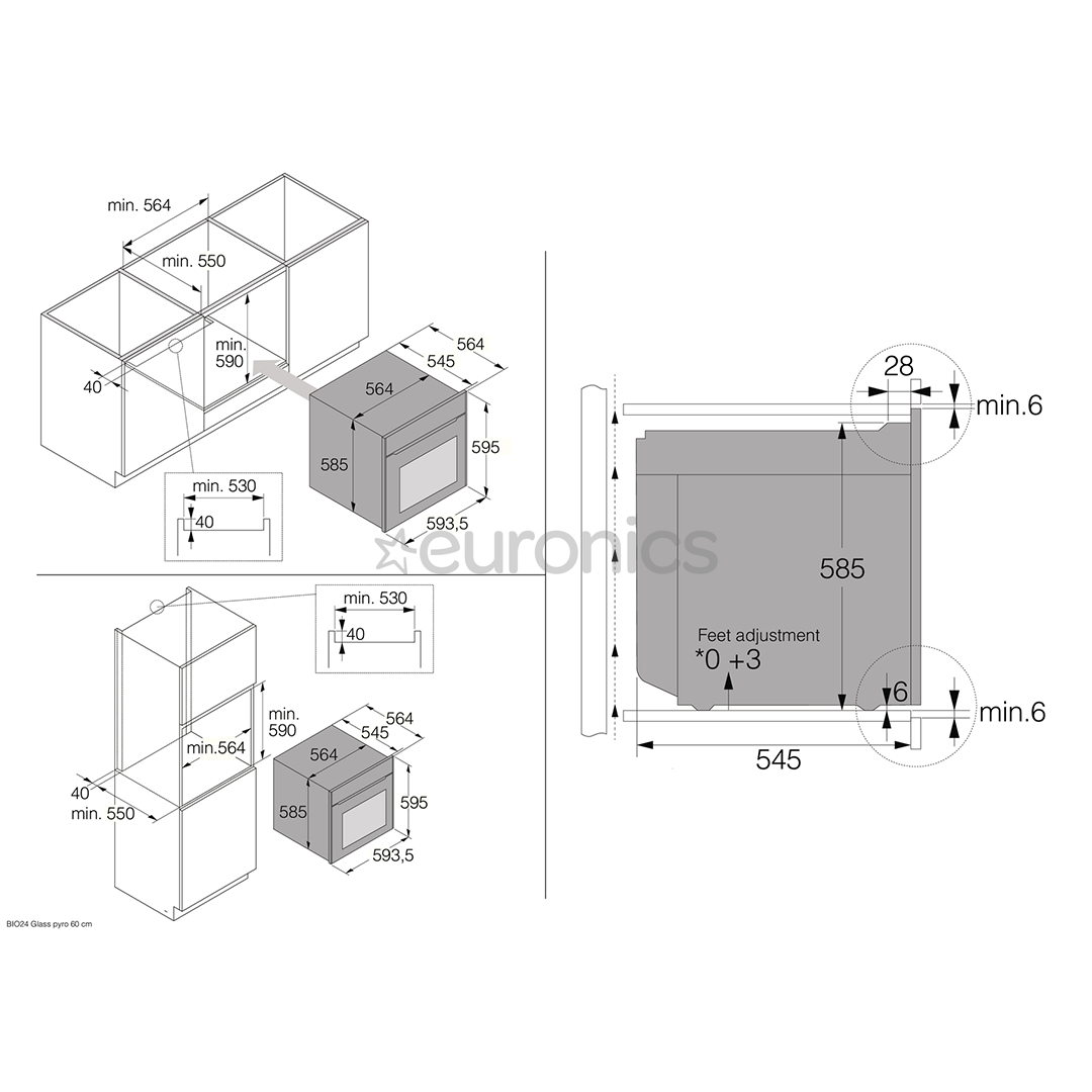 Asko, 71 L, pyrolytic cleaning, black - Built-in oven