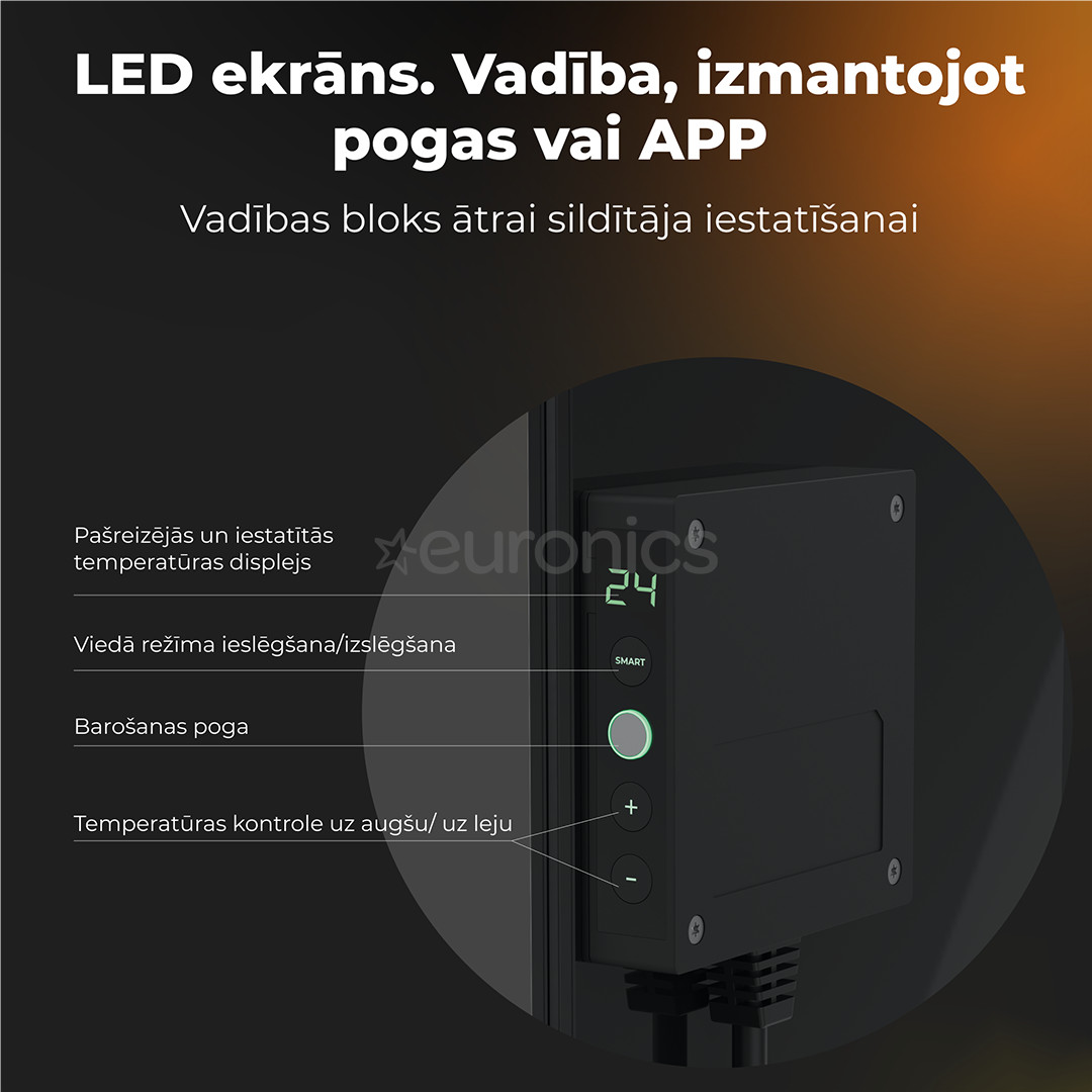 Aeno, 700 Вт, черный - Умный электрический радиатор