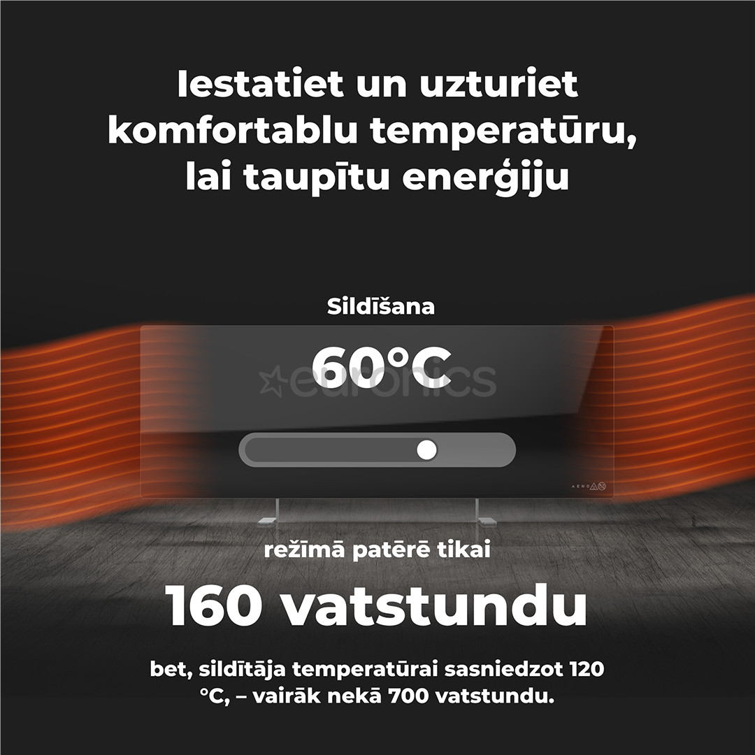 Aeno, 700 Вт, черный - Умный электрический радиатор