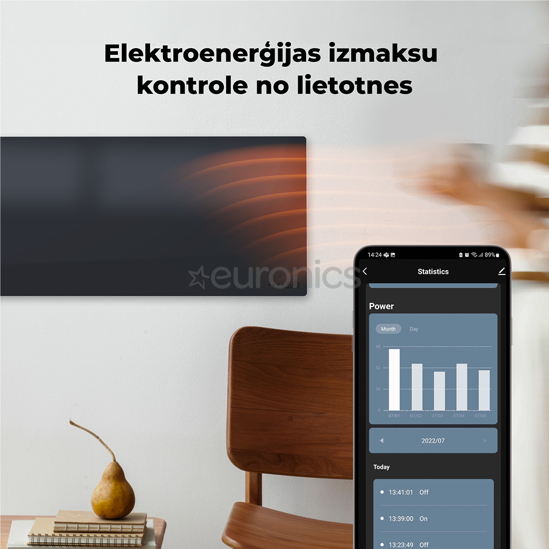 Aeno, 700 Вт, черный - Умный электрический радиатор