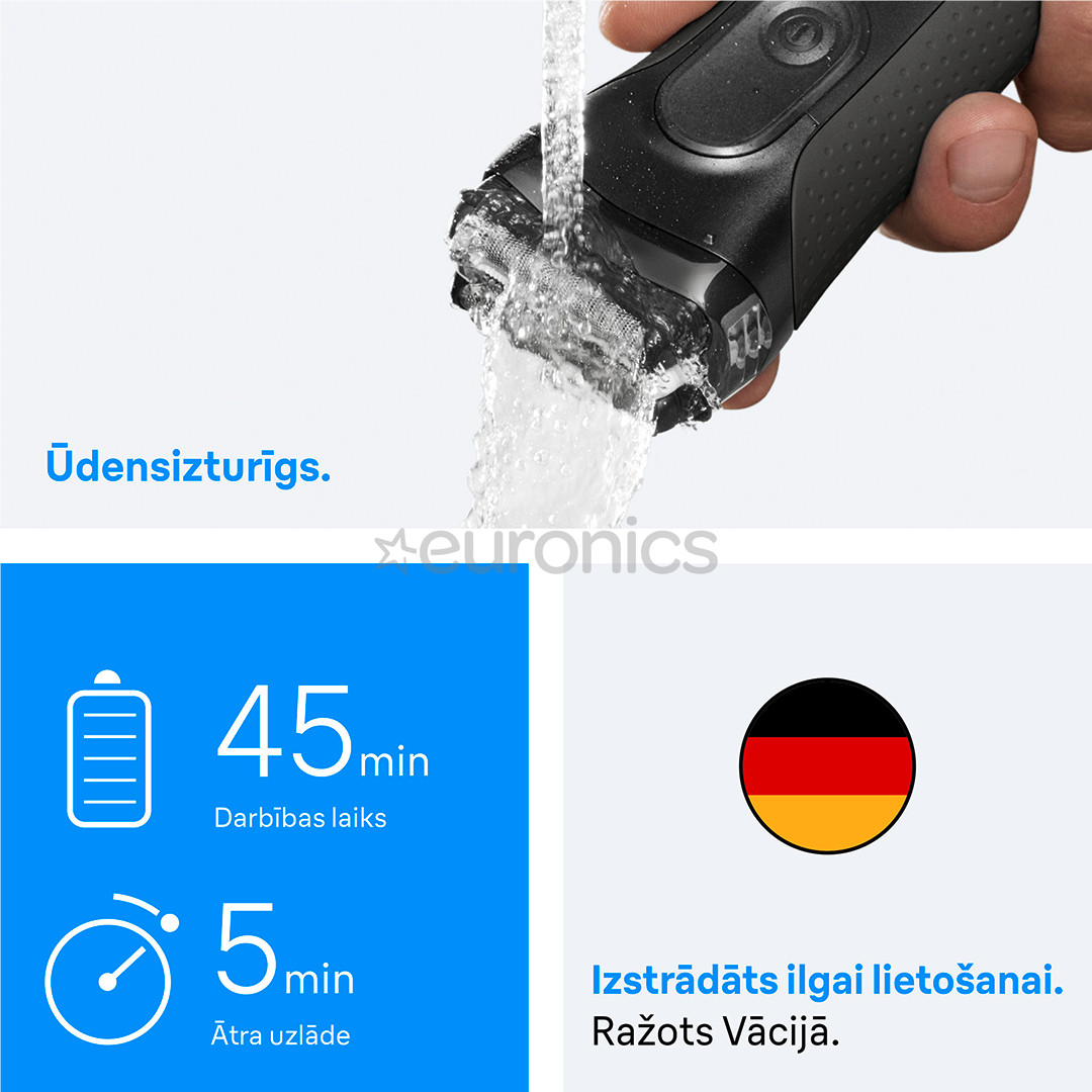 Braun Series 3+, pelēka - Skuveklis