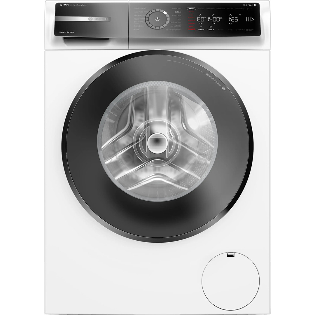 Bosch Series 8, iDos, 9 kg, dziļums 59 cm, 1400 apgr/min., balta - Veļas mazgājamā mašīna ar priekšējo ielādi