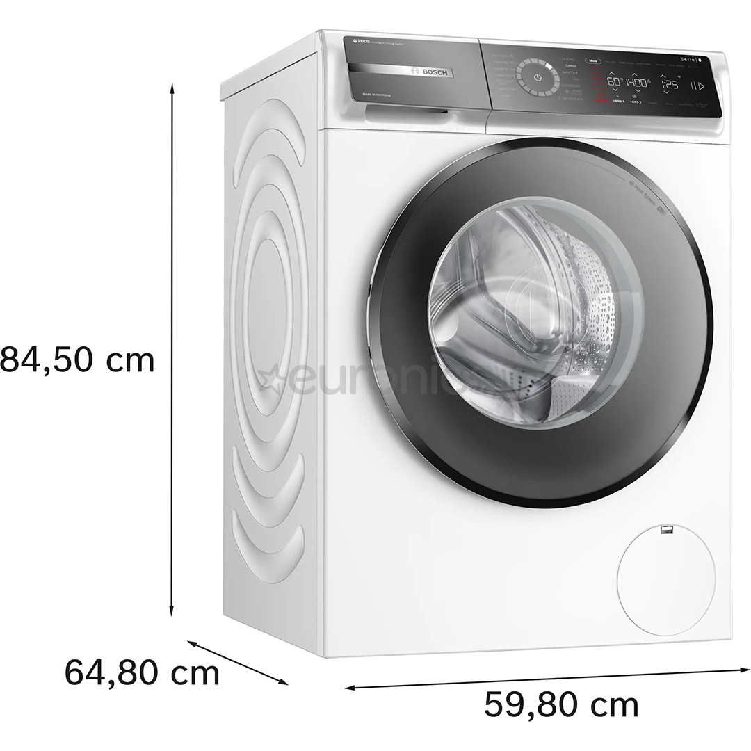 Bosch Series 8, iDos, 9 kg, dziļums 59 cm, 1400 apgr/min., balta - Veļas mazgājamā mašīna ar priekšējo ielādi