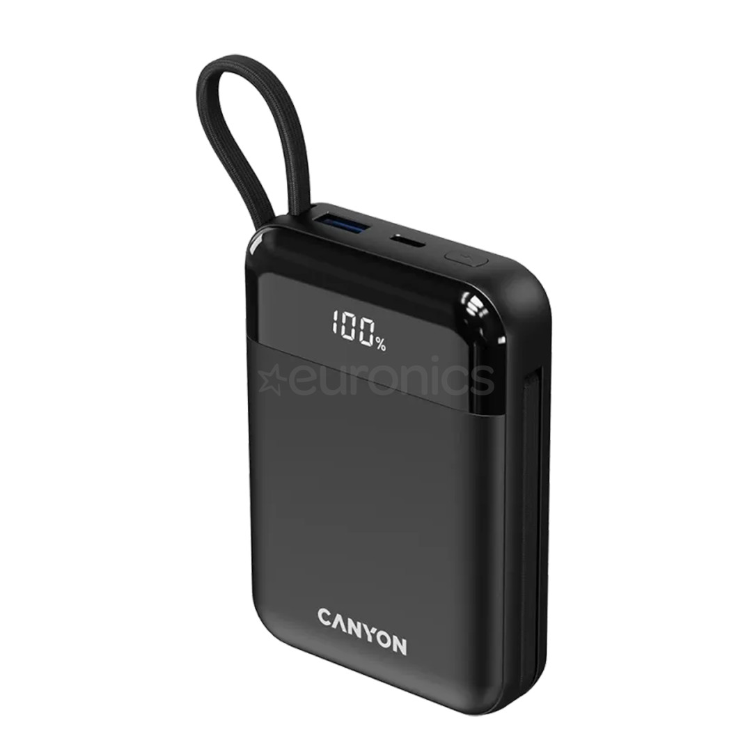 Canyon OnPower 104, 10000 mAh, melna - Portatīvais barošanas avots