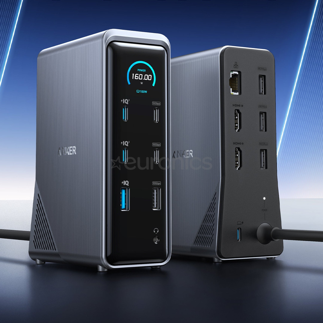 Anker Prime Dual Display, 160 Вт, черный - Док-станция для ноутбука