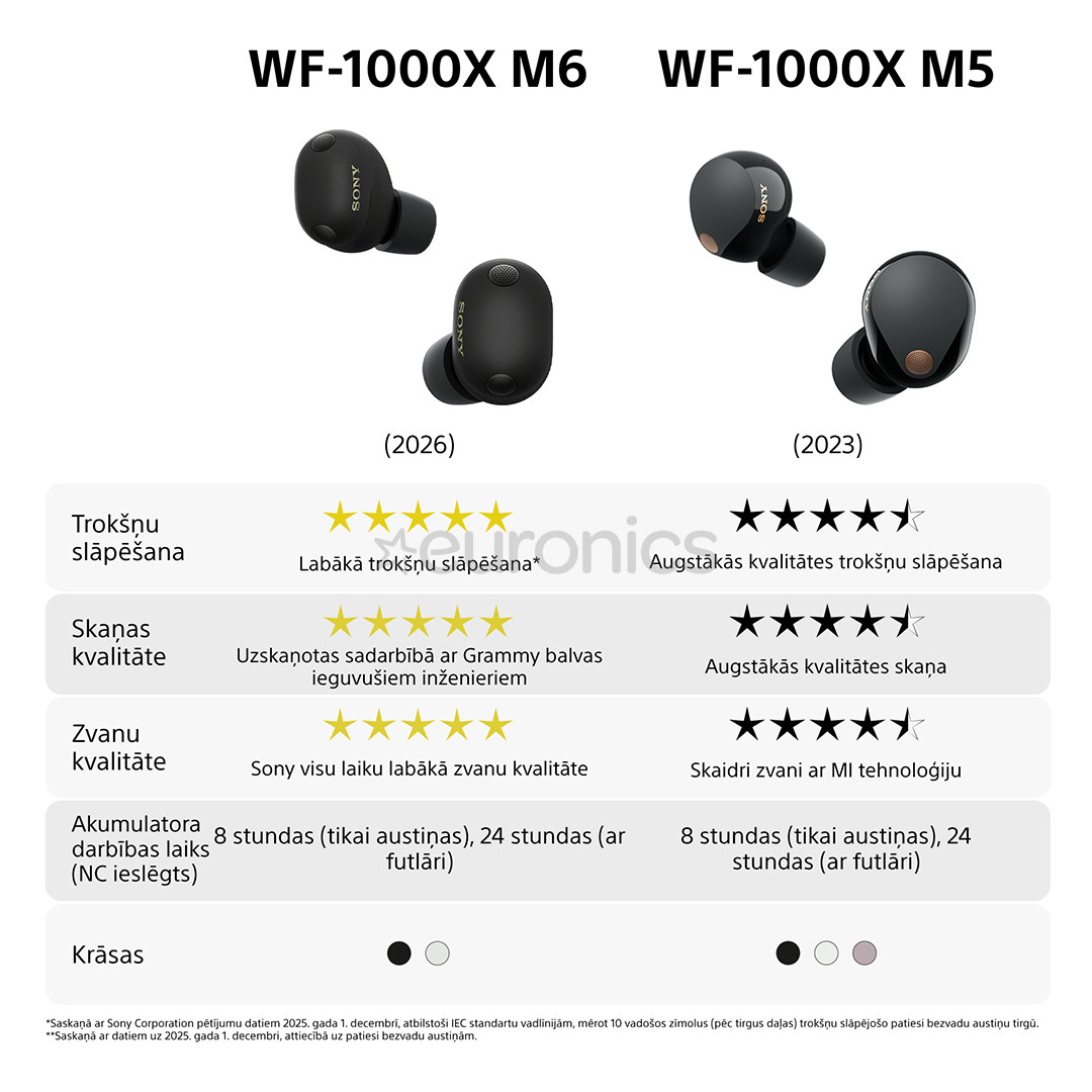 Sony WF-1000XM6, sudraba - Bezvadu austiņas