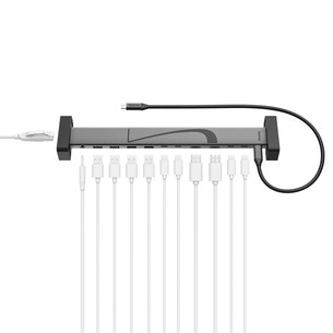 Hama Connect2Office, USB-C, 12 портов, 100 Вт, серый - Док-станция для ноутбука