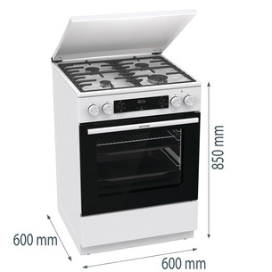 Gorenje, 71 л, ширина 60 см, белый - Газовая плита с электрической духовкой