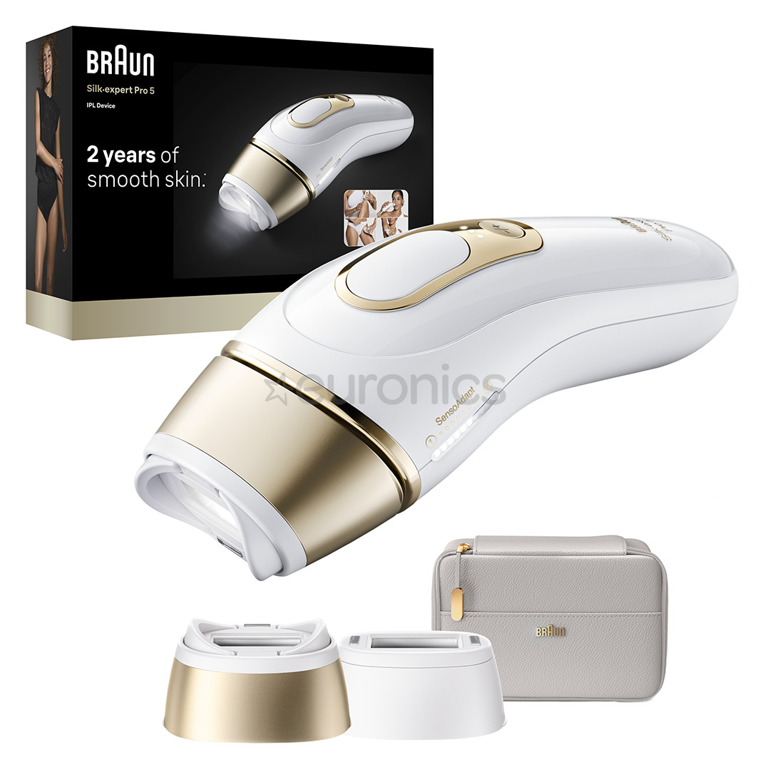 Braun Silk-expert Pro 5, white/golden - IPL Hair removal device