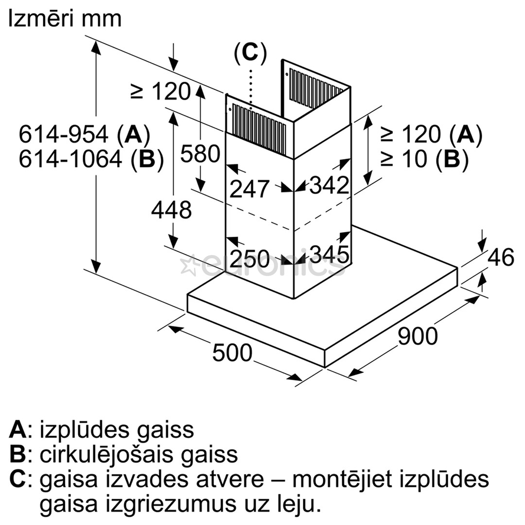 Bosch, Series 6, 722 m³/h, stainless steel - Cooker hood