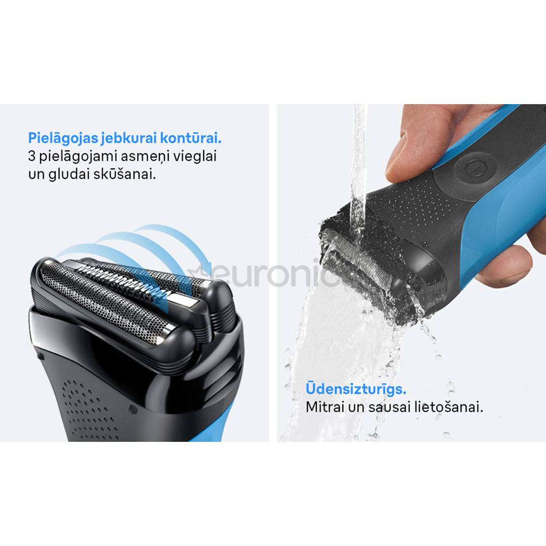 Braun Series 3 Shave & Style, Wet & Dry, blue - Shaver