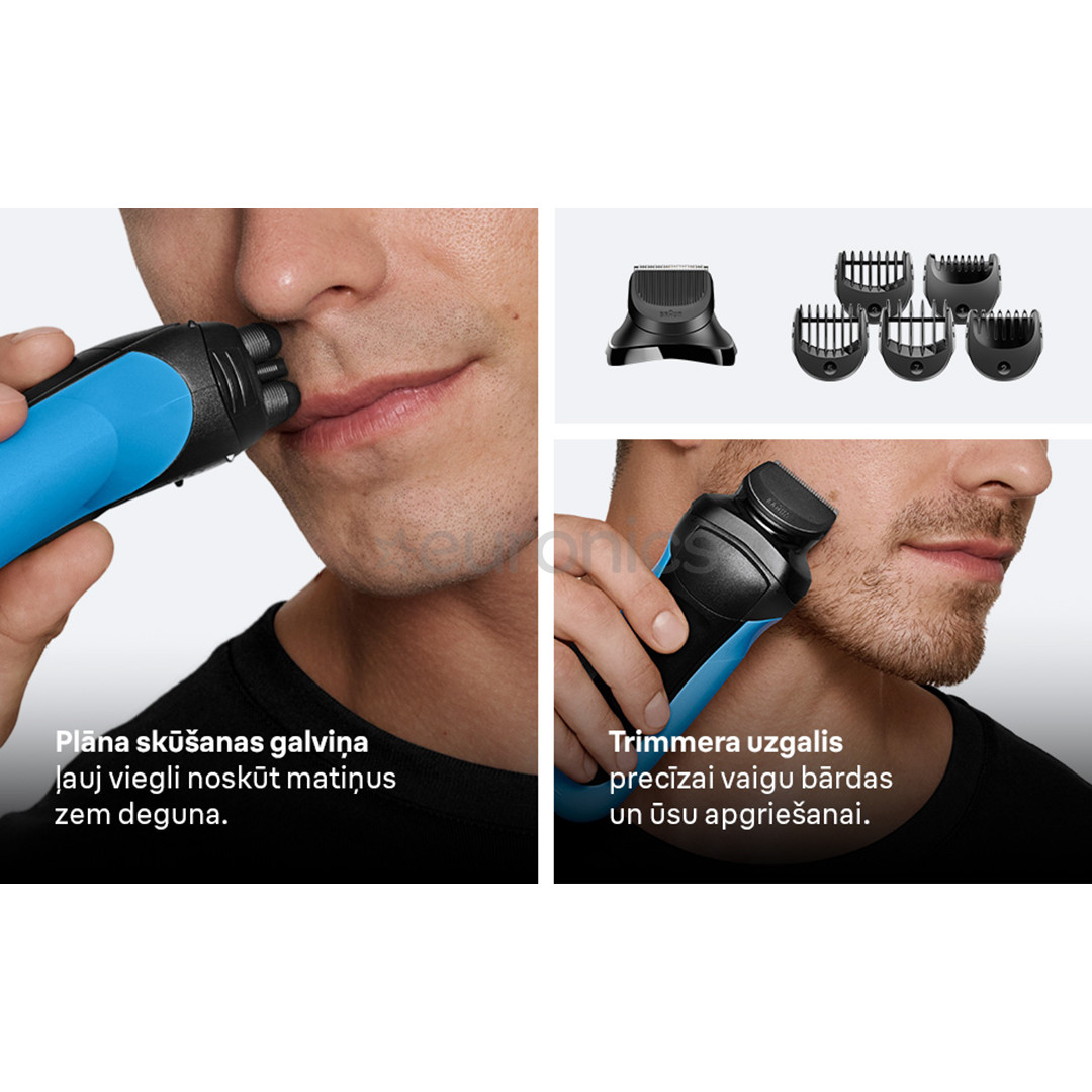 Braun Series 3 Shave & Style, Wet & Dry, blue - Shaver