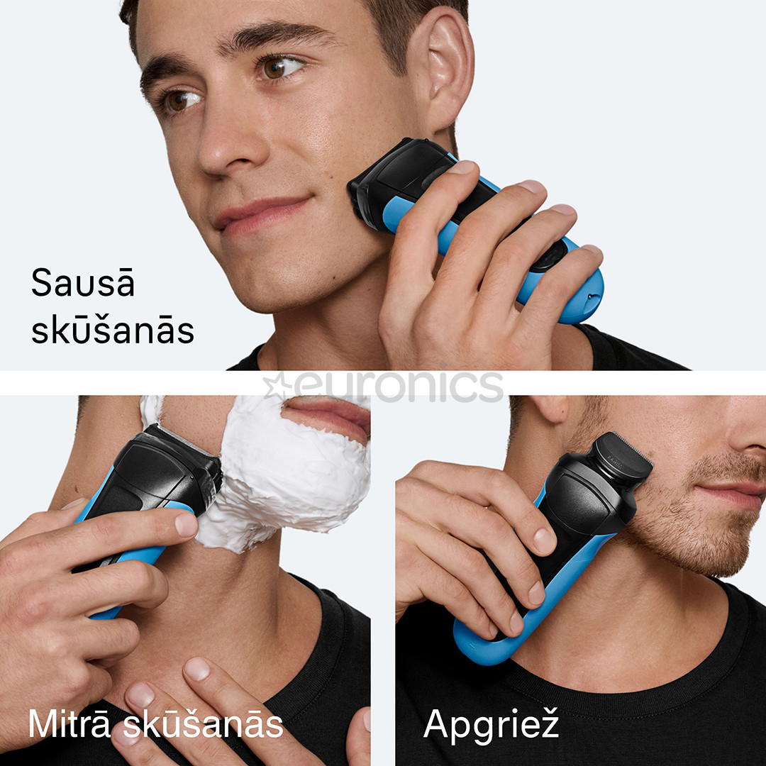 Braun Series 3 Shave & Style, Wet & Dry, blue - Shaver