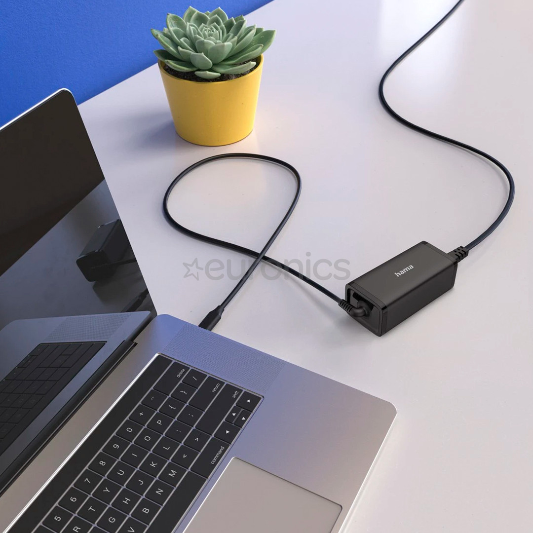 Hama Universal USB-C Notebook Power Adapter, GaN, USB-C, PD  5-20 В/100 Вт, черный - Зарядное устройство