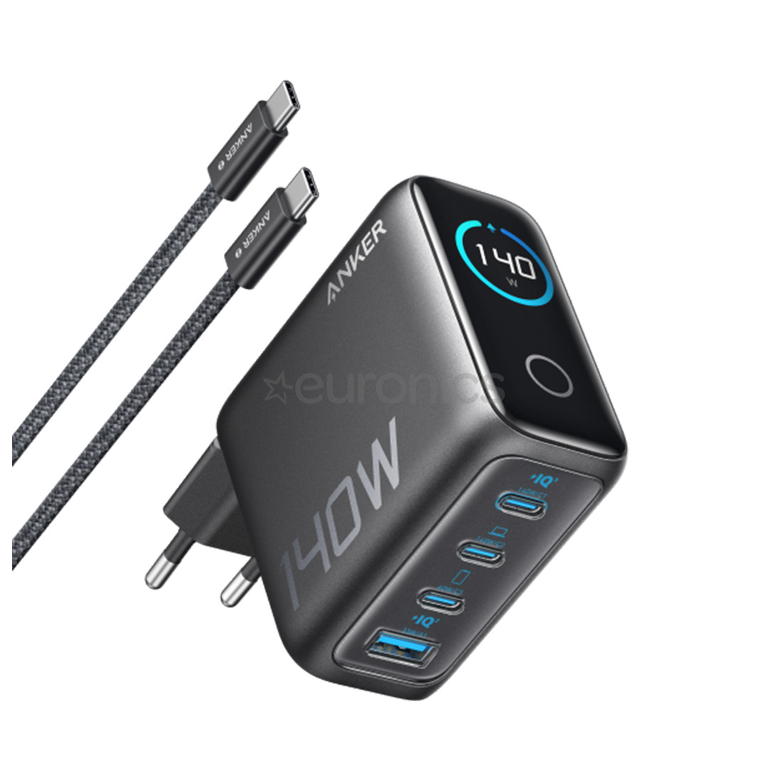 Anker 4-Port Foldable PD 3.1 USB-C GaN Charger, 140W, pelēka - Lādētājs