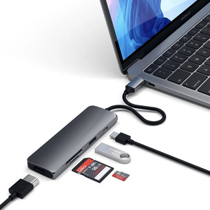 Satechi USB-C Multiport Pro Adapter, USB-A, USB-C, HDMI, SD, microSD, серый - Адаптер