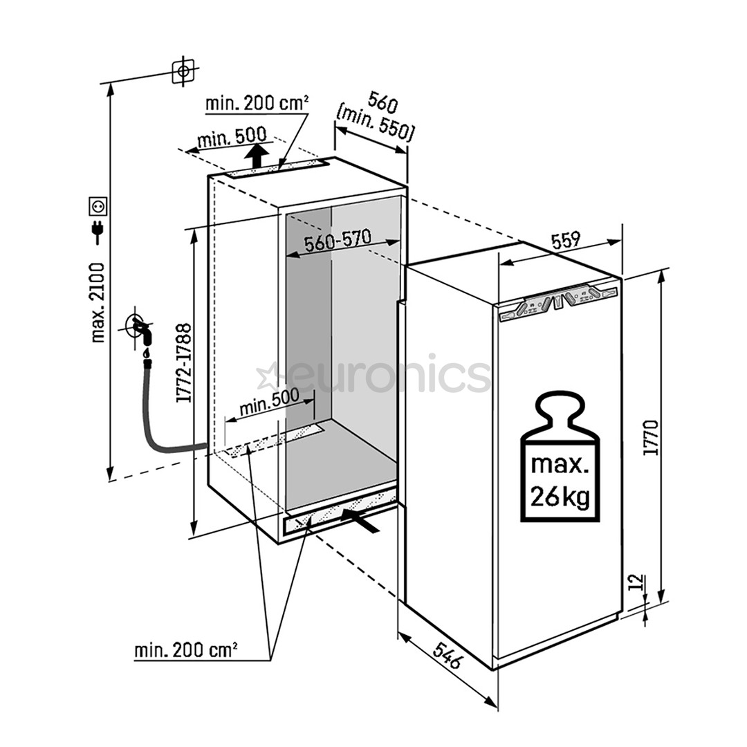Liebherr peak BioFresh, 296 L, height 177 cm - Built-in cooler