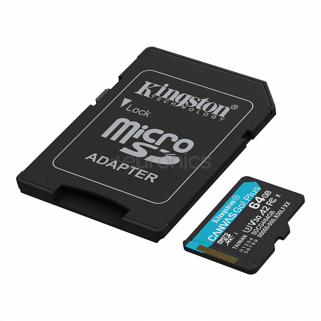 Kingston Canvas Go! Plus, microSDXC, 64 GB, melna - Atmiņas karte