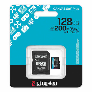 Kingston Canvas Go! Plus, microSDXC, 128 GB, melna - Atmiņas karte