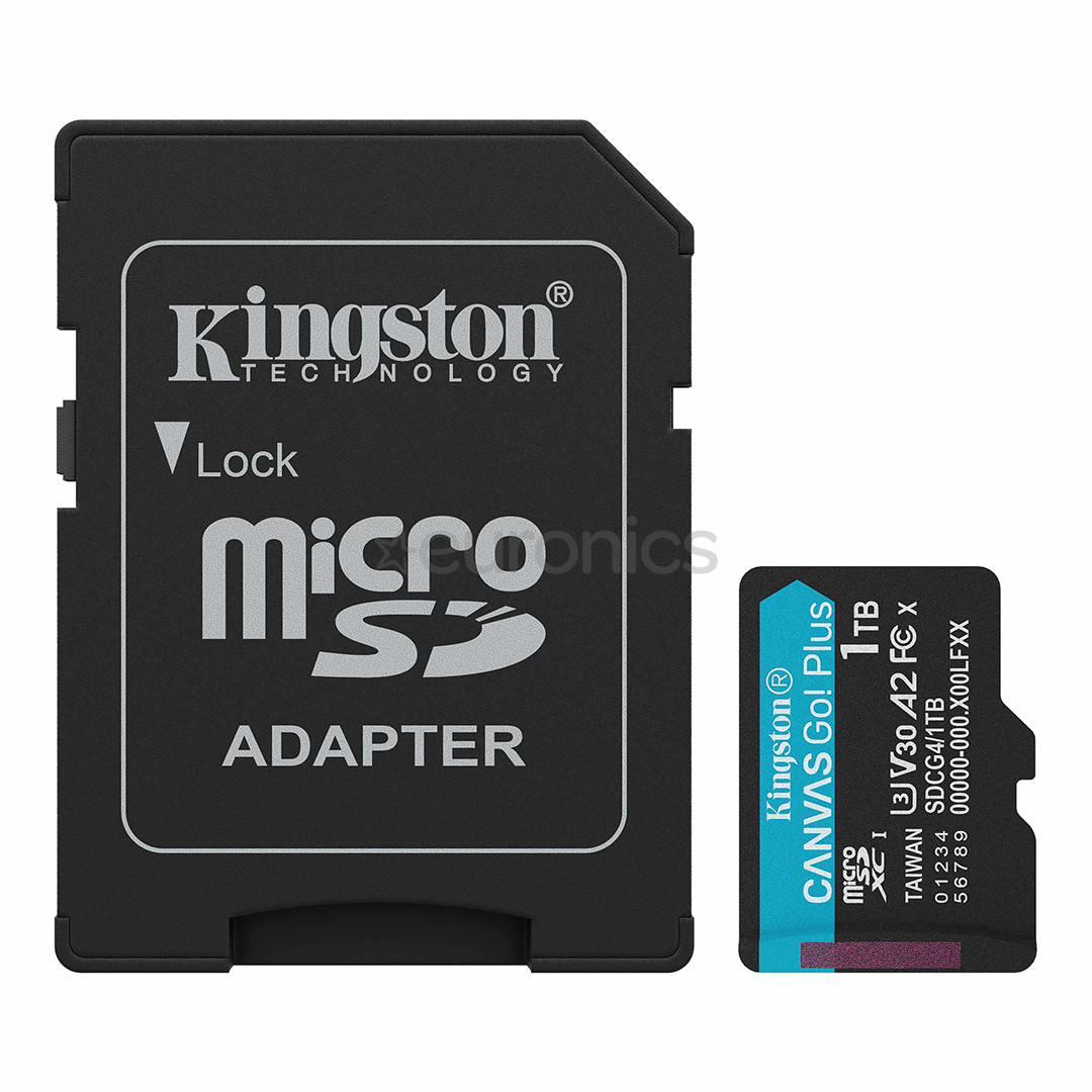 Kingston Canvas Go! Plus, microSDXC, 1 TB, melna - Atmiņas karte
