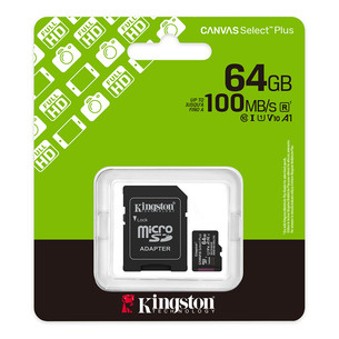 Kingston Canvas Select Plus, UHS-I, microSD, 64 GB, melna - Atmiņas karte