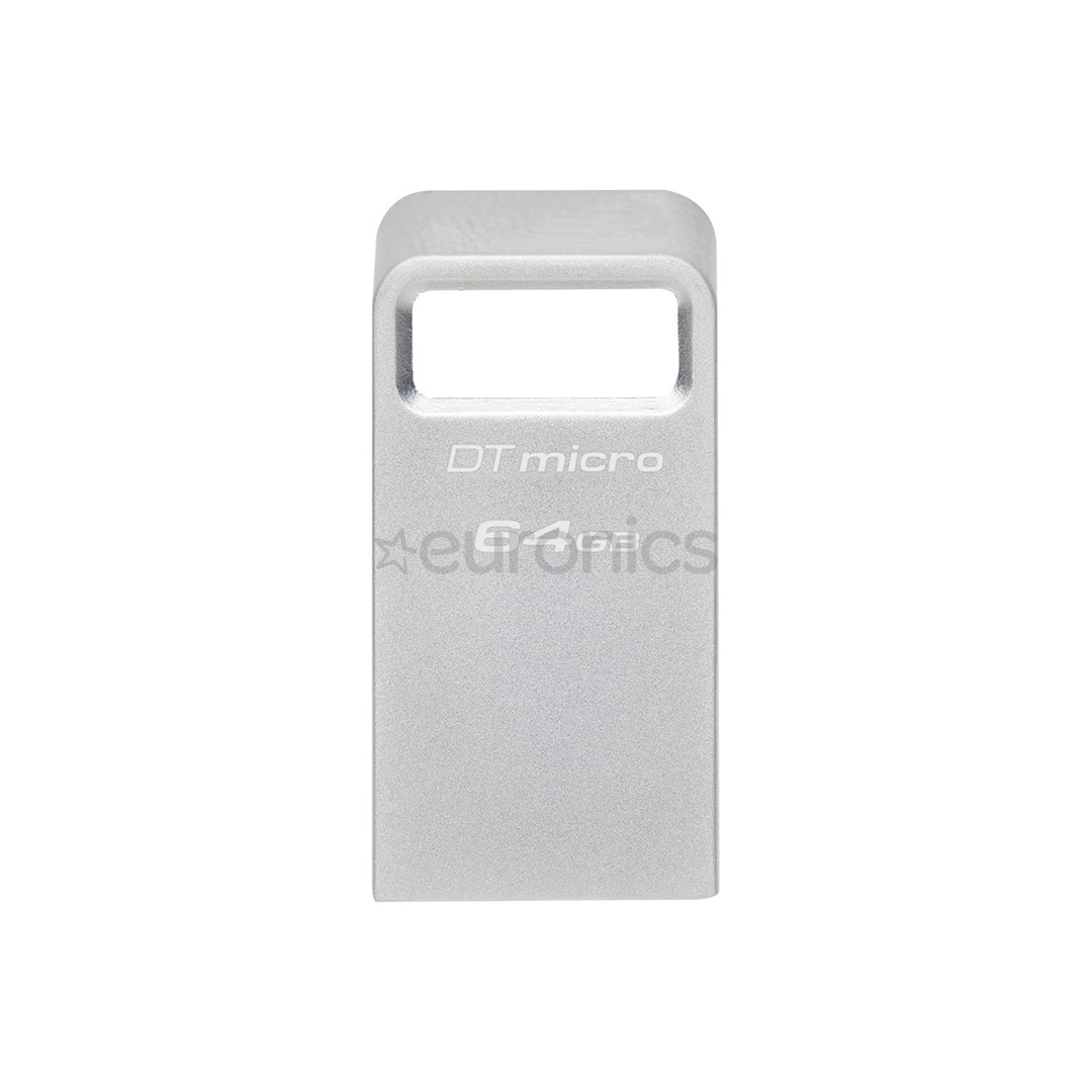 Kingston DataTraveler Micro, 64 GB, sudraba - USB zibatmiņa