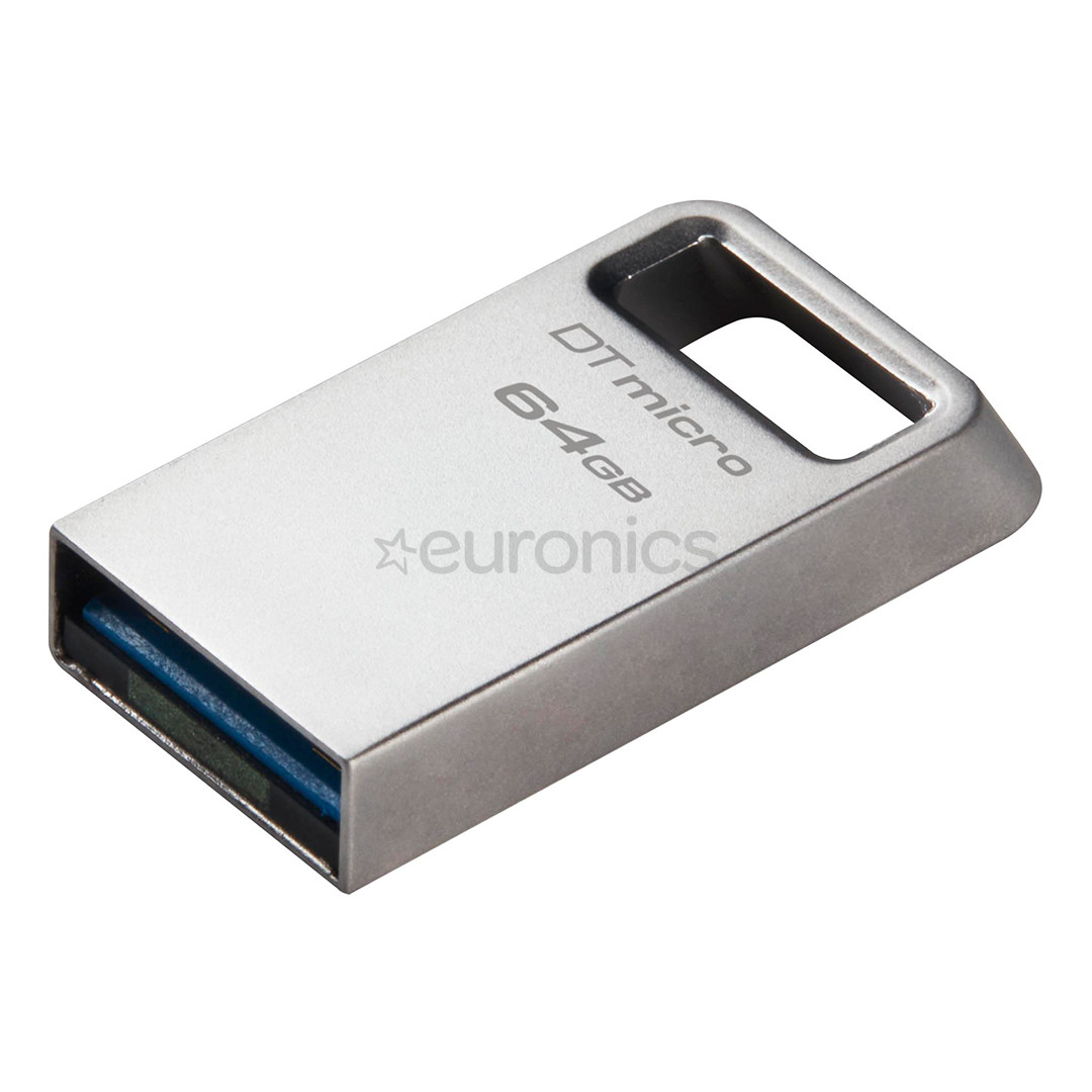 Kingston DataTraveler Micro, 64 GB, sudraba - USB zibatmiņa