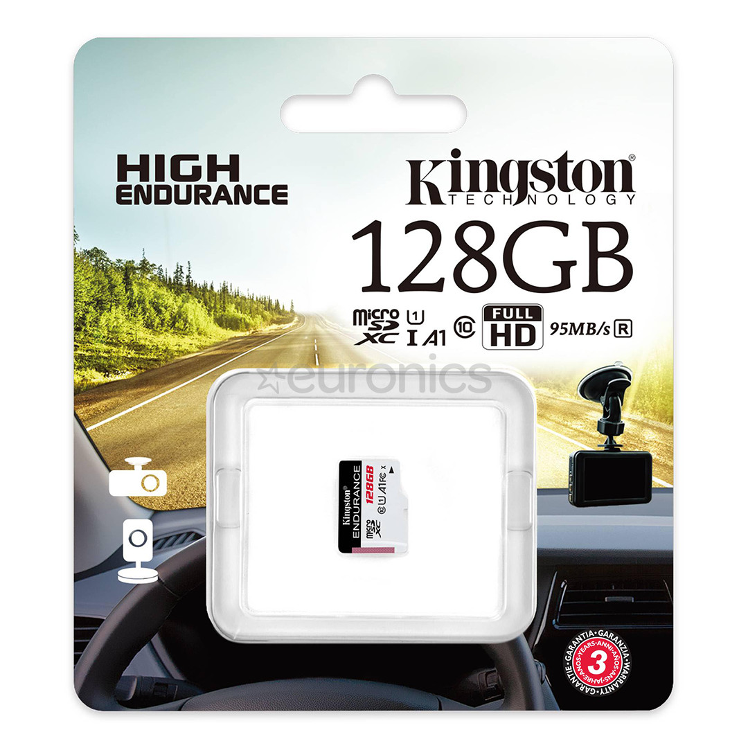 Kingston High-Endurance, microSDXC, 128 GB, melna/balta - Atmiņas karte