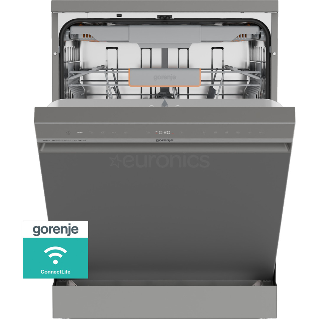 Gorenje G600, 16 komplekti, platums 59.9 cm, sudraba - Brīvi stāvoša trauku mazgājamā mašīna