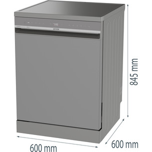 Gorenje G600, 16 komplekti, platums 59.9 cm, sudraba - Brīvi stāvoša trauku mazgājamā mašīna