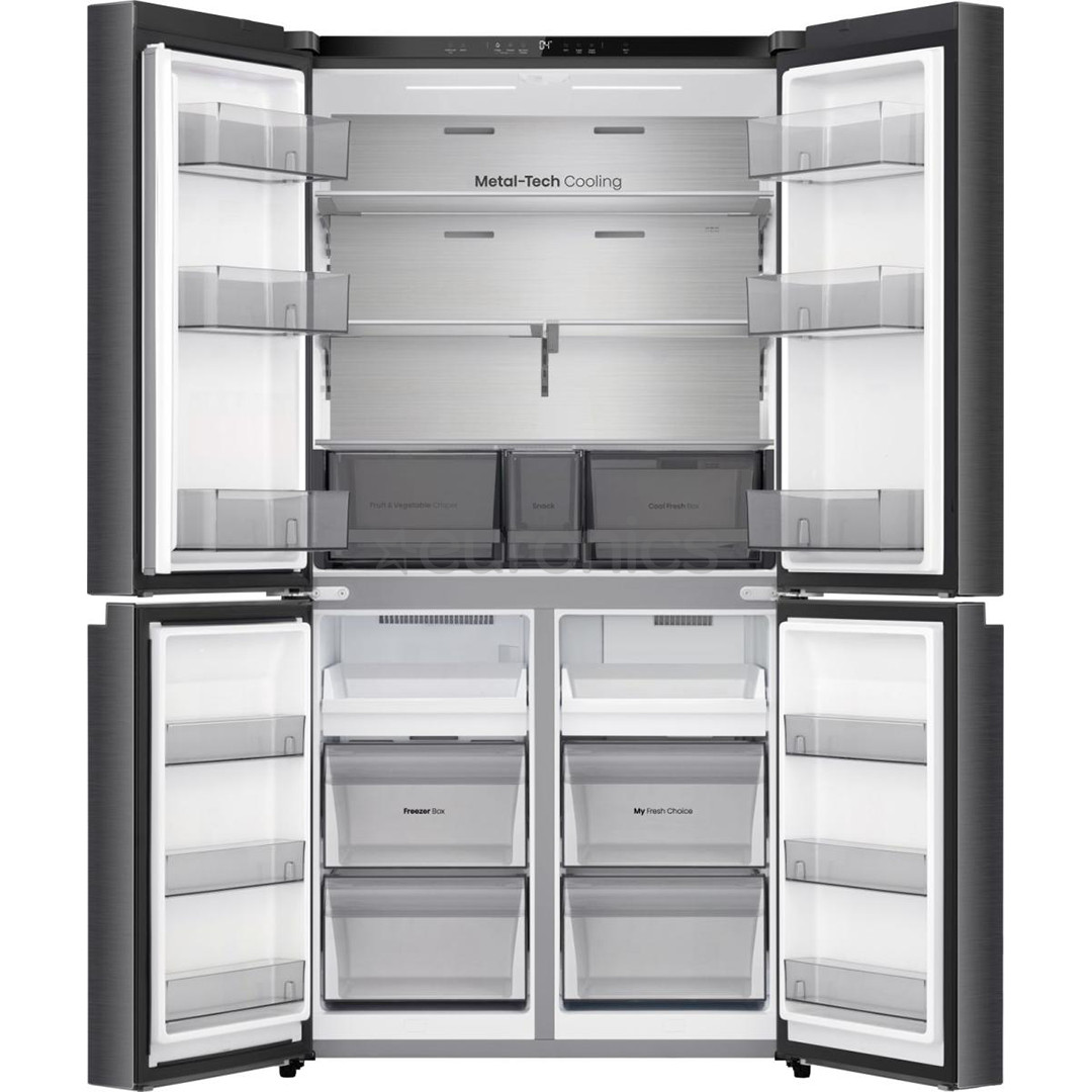 Hisense, Total No Frost, 647 L, augstums 179 cm, melna nerūsējošā tērauda - SBS Ledusskapis