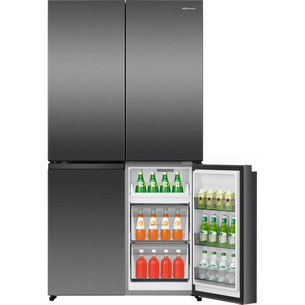 Hisense, Total No Frost, 647 L, augstums 179 cm, melna nerūsējošā tērauda - SBS Ledusskapis